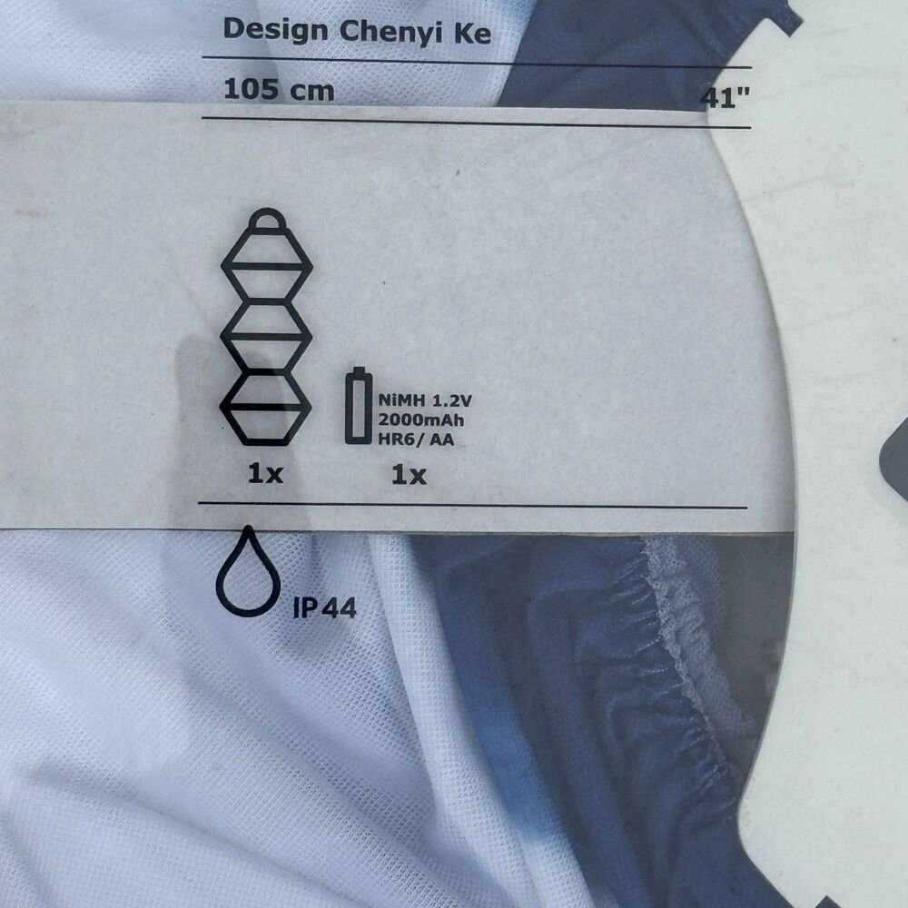 IKEA SOLVINDEN LED Solar-Powered Pendant Blue & White Fabric Lantern Lamp NEW - Picture 3 of 7